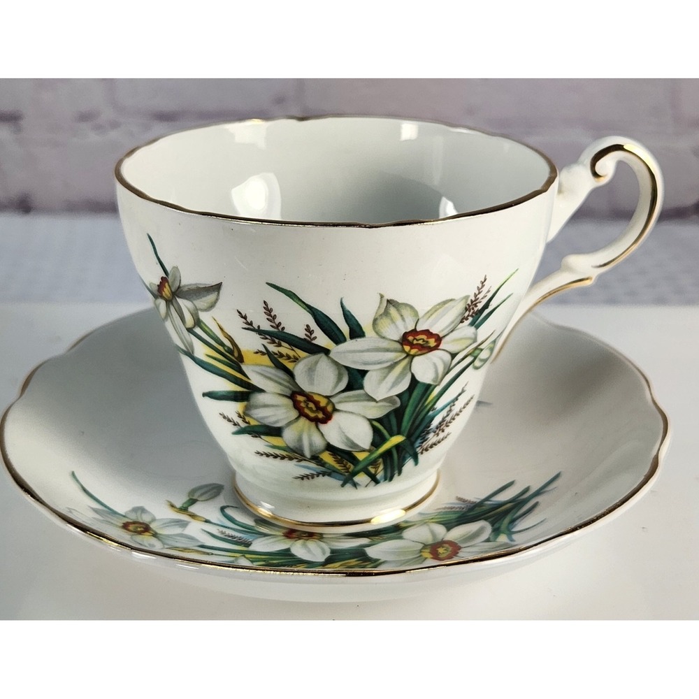 Vintage Regency Bone China Floral Tea Cup‎ & Saucer English England Daffodil